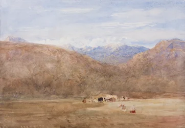 1840年頃、ドルジェラン近郊のマウダッハの牧草地からのCader IdrisとMynydd Moel（紙と鉛筆）